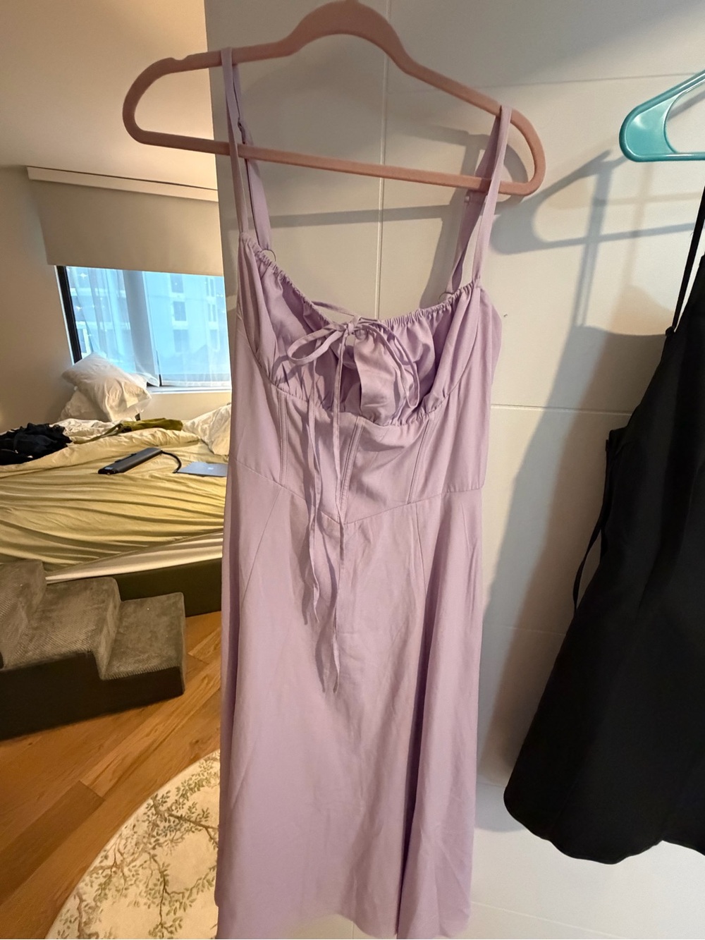 Lilac Tie-Front Midi Dress